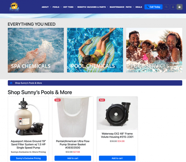 Sunny's Pools and More new shopping site